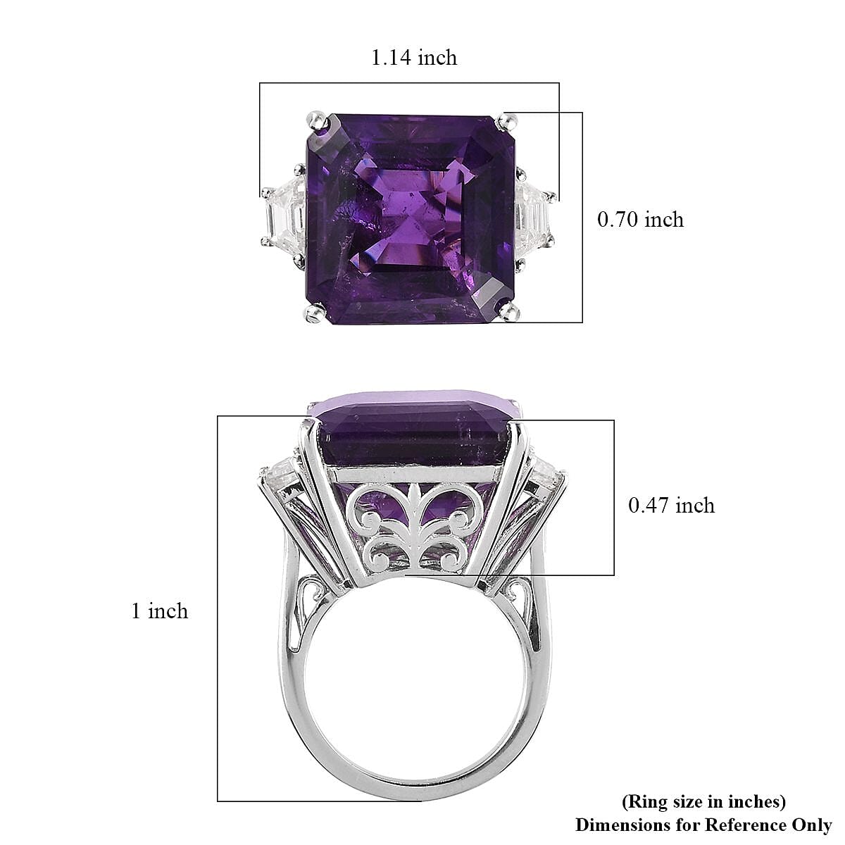 Flawless Orchid Amethyst and Moissanite 20.50 ctw Ring in Platinum Over Sterling Silver (Size 10.0)