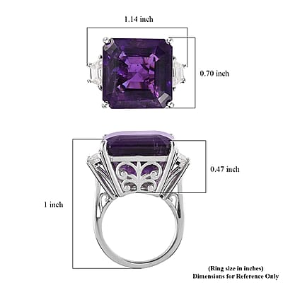 Flawless Orchid Amethyst and Moissanite 20.50 ctw Ring in Platinum Over Sterling Silver (Size 10.0)