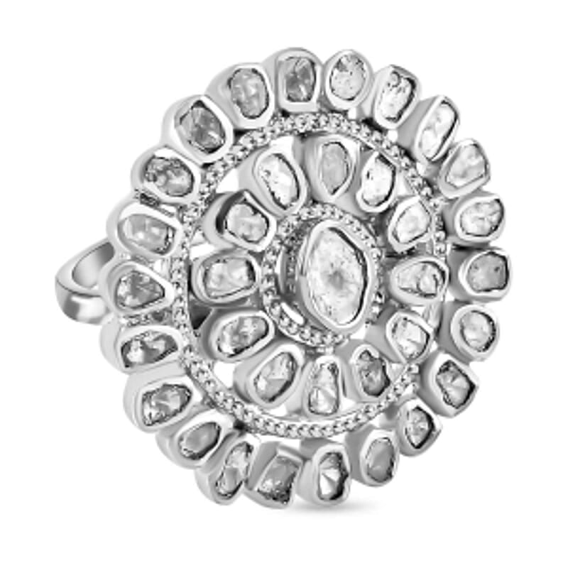 White Diamond 1.00 ctw Ring in Platinum Over Sterling Silver (Size 6.5) (6.5 g)