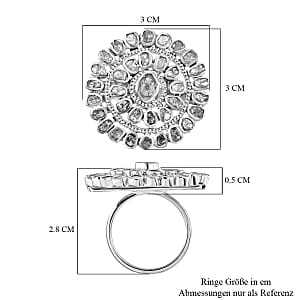 White Diamond 1.00 ctw Ring in Platinum Over Sterling Silver (Size 6.5) (6.5 g)