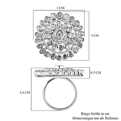 White Diamond 1.00 ctw Ring in Platinum Over Sterling Silver (Size 6.5) (6.5 g)