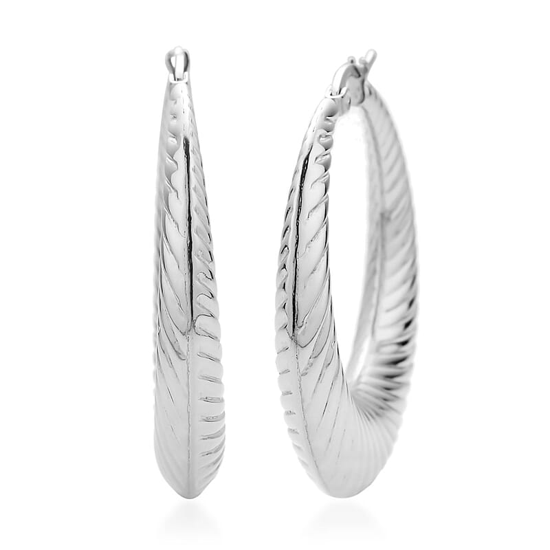 Rope Pattern Textured Hoop Earrings in Stainless Steel | Tarnish-Free, Waterproof, Sweat Proof Jewelry