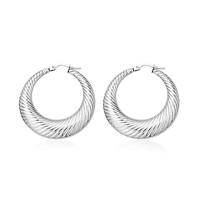 Rope Pattern Textured Hoop Earrings in Stainless Steel | Tarnish-Free, Waterproof, Sweat Proof Jewelry