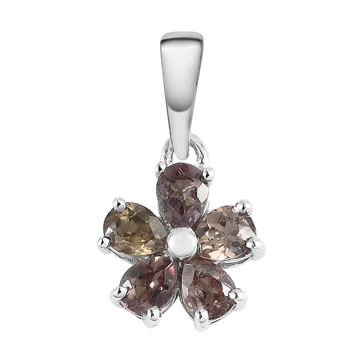 Merelani Color Change Garnet Floral Pendant in Platinum Over Sterling Silver 0.75 ctw image number 0