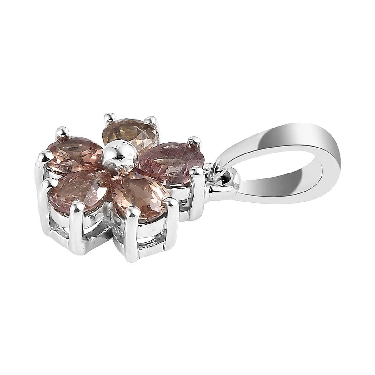 Merelani Color Change Garnet Floral Pendant in Platinum Over Sterling Silver 0.75 ctw image number 3
