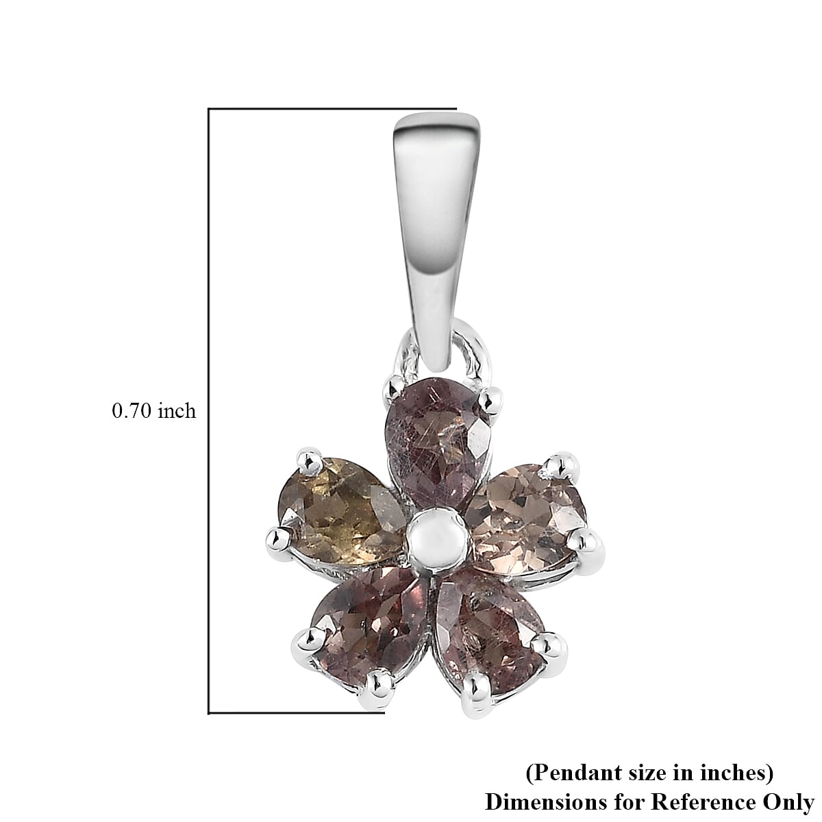 Merelani Color Change Garnet Floral Pendant in Platinum Over Sterling Silver 0.75 ctw image number 5