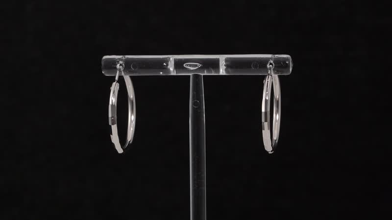 Rhodium Over Sterling Silver Bamboo Hoop Earrings