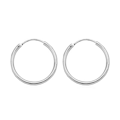 Rhodium Over Sterling Silver Bamboo Hoop Earrings