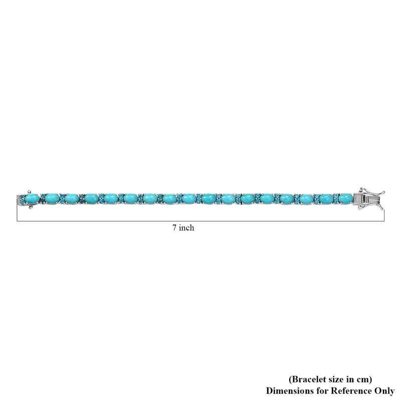 Sleeping Beauty Turquoise and Malgache Neon Apatite Bracelet in Platinum Over Sterling Silver (6.50 In) 13.20 ctw