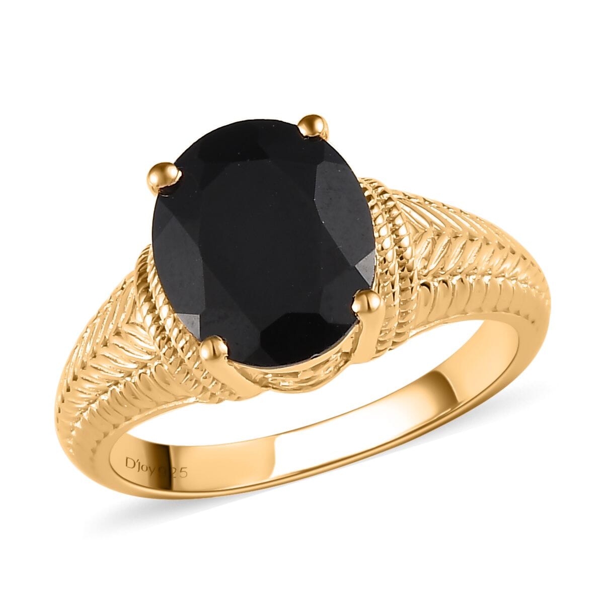 Natural Thai Black Spinel Solitaire Ring in Vermeil Yellow Gold Over Sterling Silver 4.85 ctw image number 0