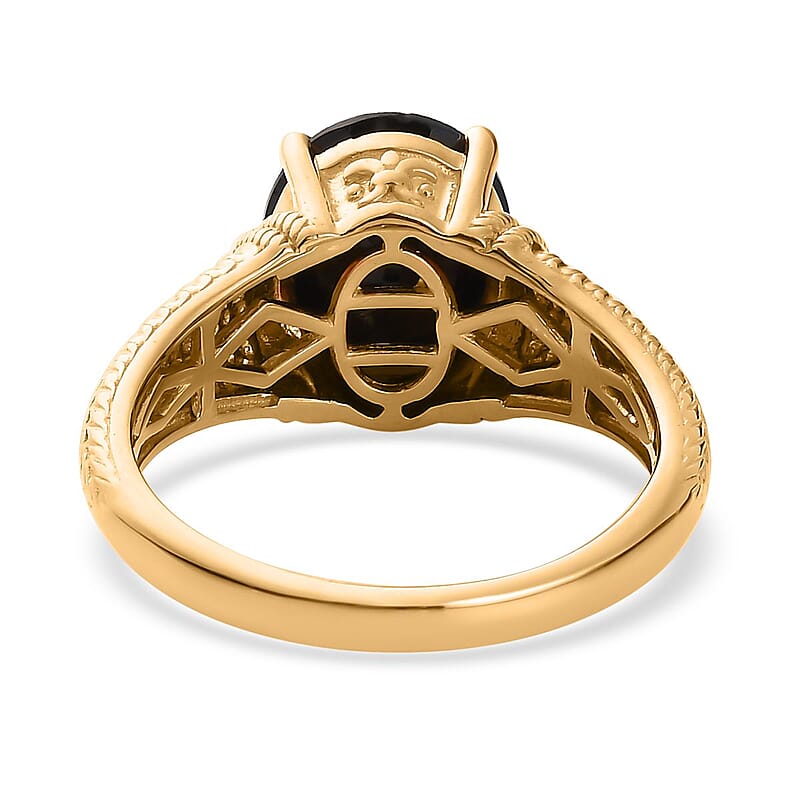 Thai Black Spinel Solitaire Men's Ring in Vermeil Yellow Gold Over Sterling Silver (Size 10.0) 5.75 ctw
