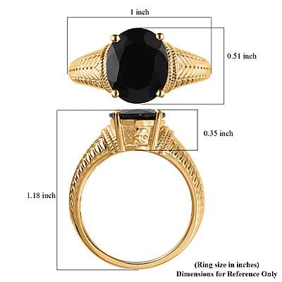 Thai Black Spinel Solitaire Men's Ring in Vermeil Yellow Gold Over Sterling Silver (Size 10.0) 5.75 ctw