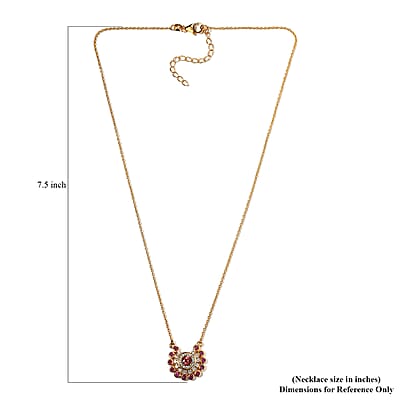Morro Redondo Pink Tourmaline, Multi Gemstone Floral Necklace (18 Inches) in Vermeil YG Over Sterling Silver 1.50 ctw