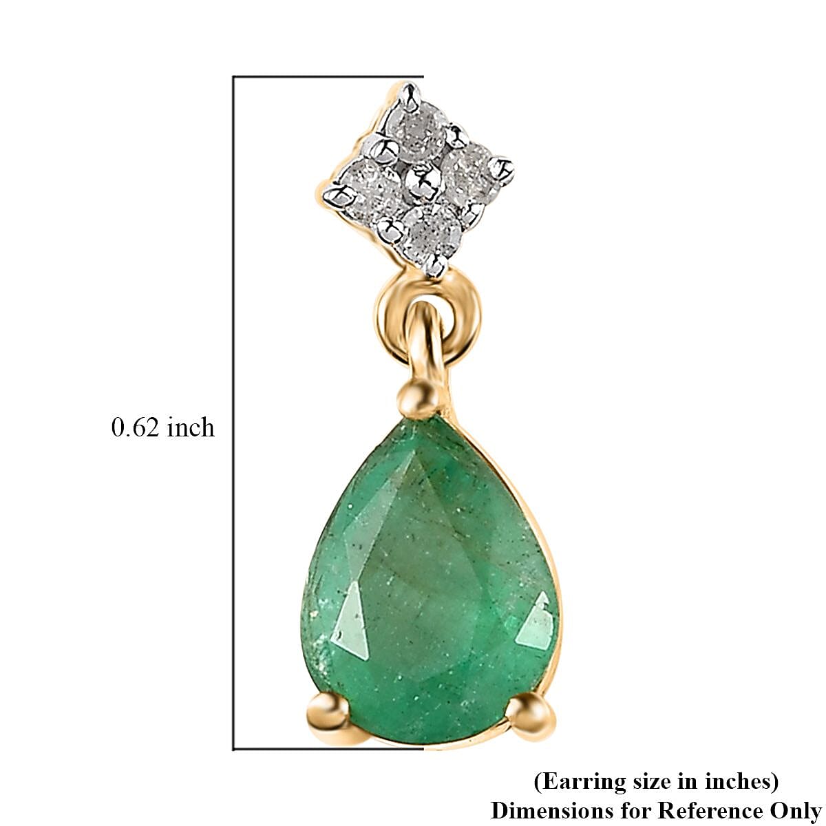 Brazilian Emerald and Diamond Drop Earrings in Vermeil Yellow Gold Over Sterling Silver 2.10 ctw image number 4