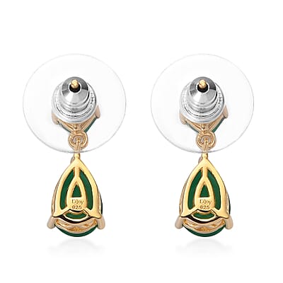 Verde Onyx Dangling Earrings in Vermeil YG Over Sterling Silver 2.85 ctw
