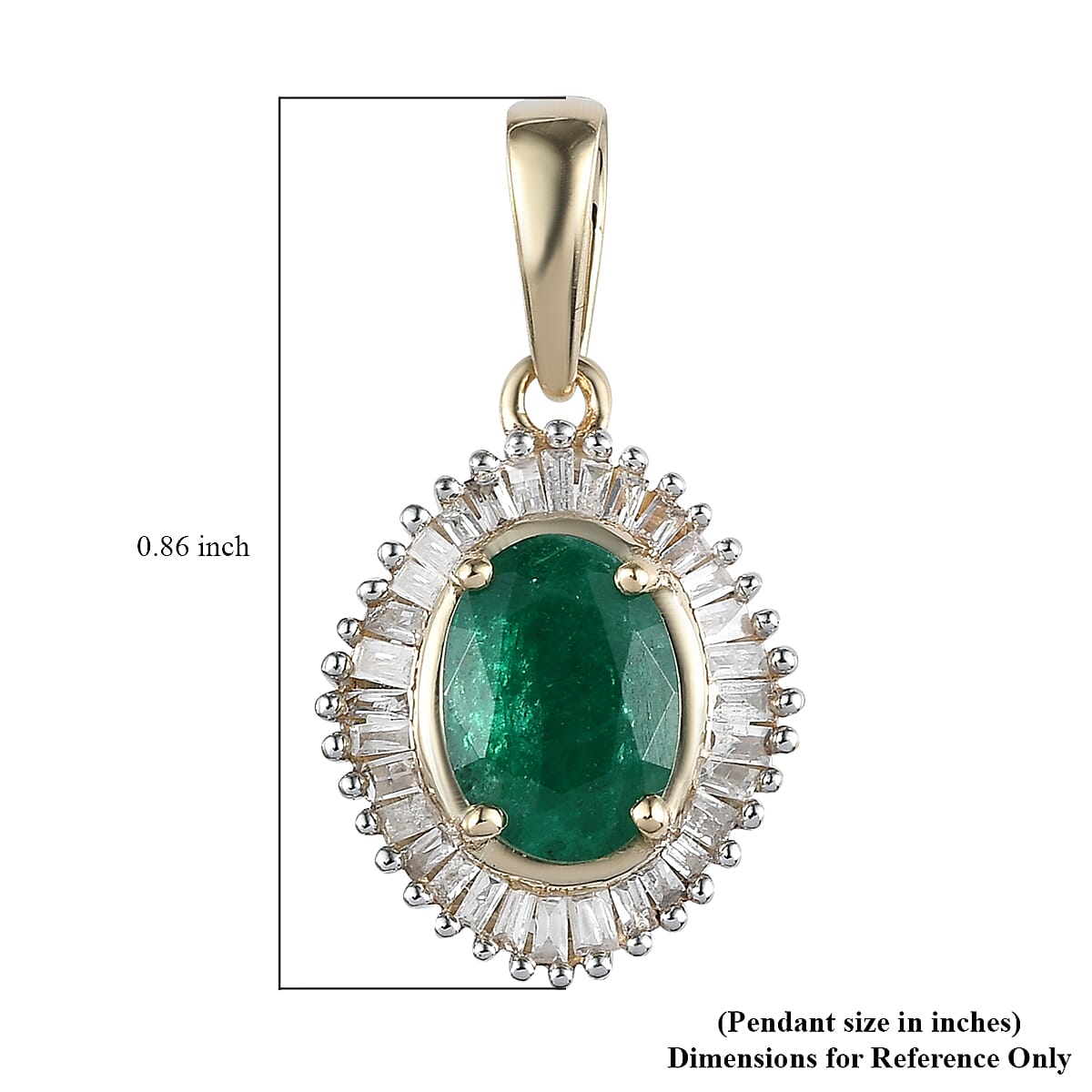 Luxoro 10K Yellow Gold AAA Brazilian Emerald and Diamond Pendant 1.50 ctw