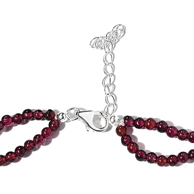 Artisan Crafted Peruvian Pink Opal and Orissa Rhodolite Garnet Necklace 18-20 Inches in Sterling Silver 86.15 ctw