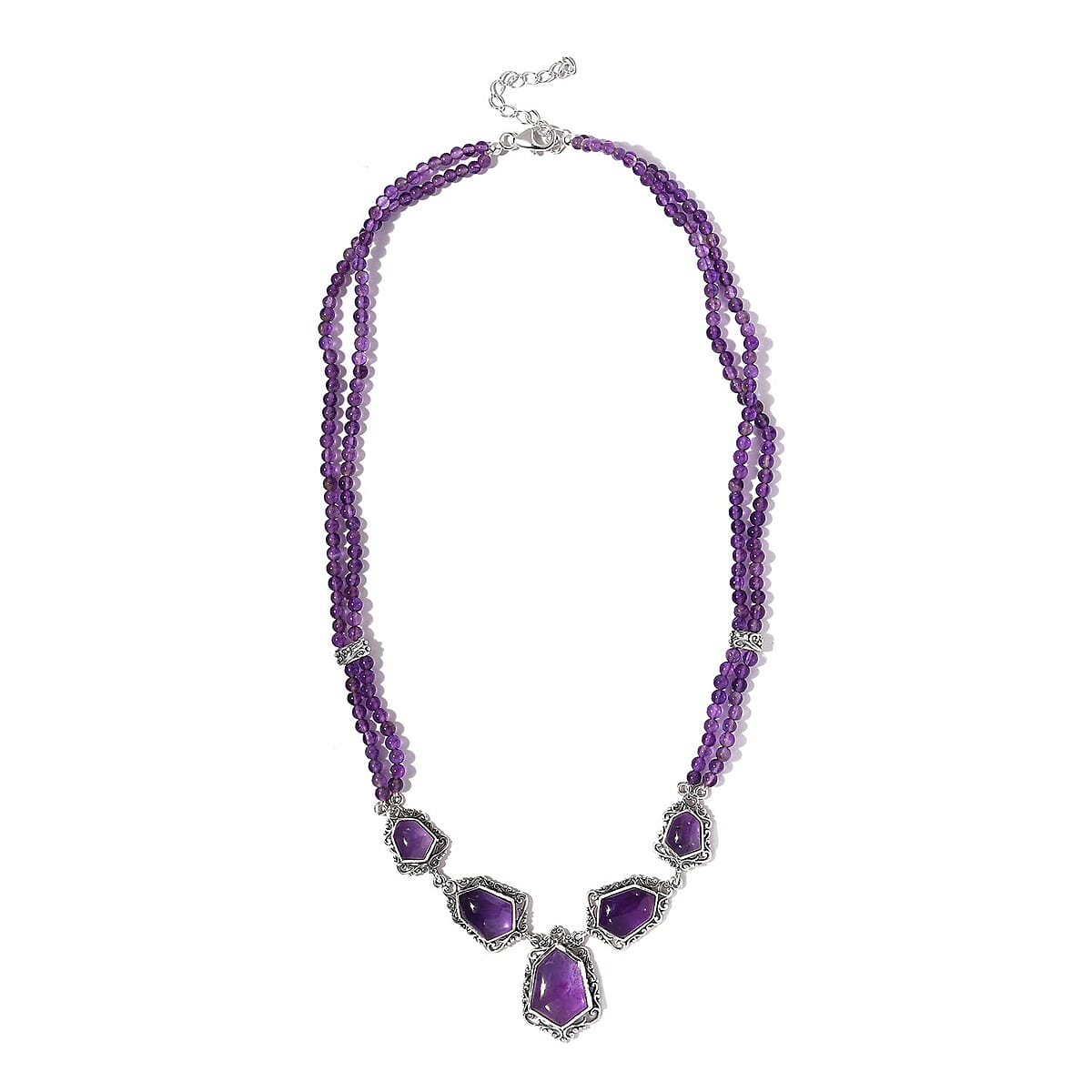 Artisan Crafted Amethyst Necklace 18-20 Inches in Sterling Silver 88.90 ctw image number 3