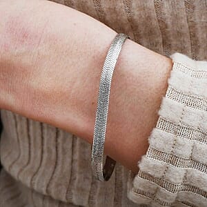 Rhodium Over Sterling Silver Bracelet (7.50 In)