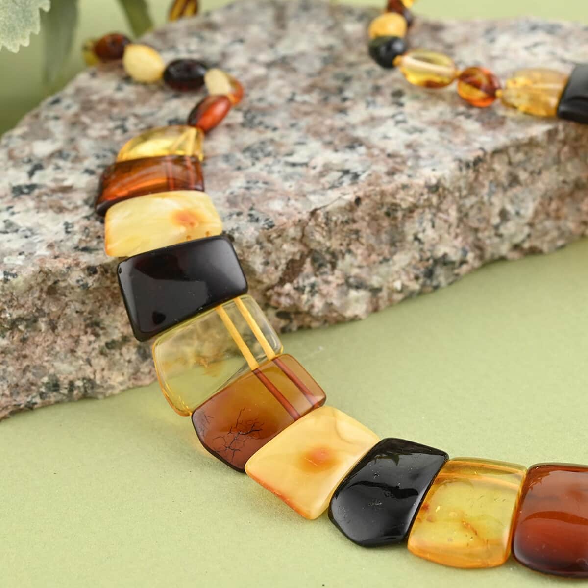 Multi Color Amber Boho Style Necklace 20 Inches image number 1