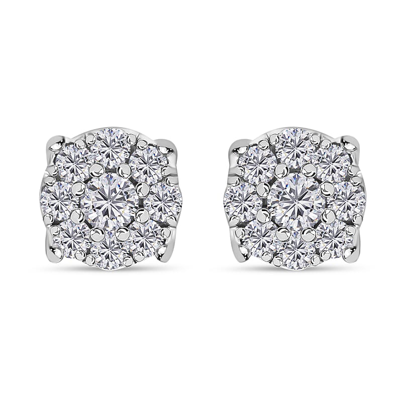 10K White Gold Diamond Stud Earrings 3.10 Grams 1.20 ctw