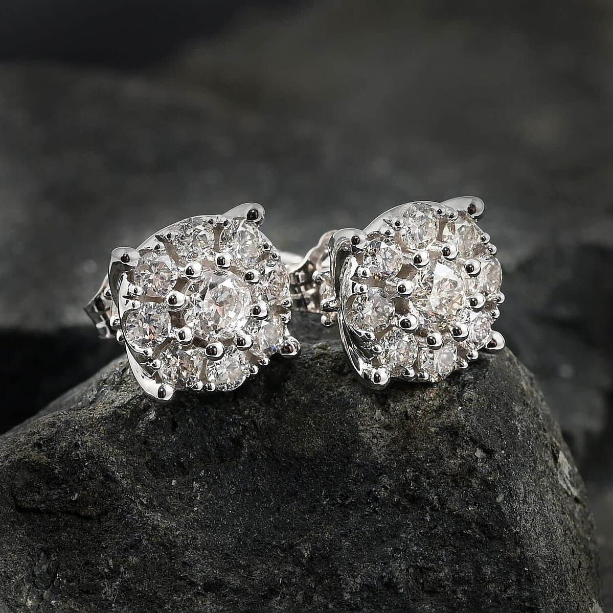 10K White Gold Diamond Stud Earrings 3.10 Grams 1.20 ctw image number 1