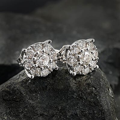10K White Gold Diamond Stud Earrings 3.10 Grams 1.20 ctw