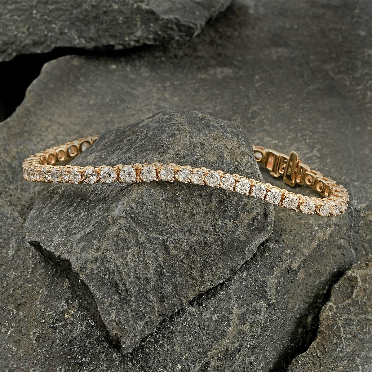 10K Yellow Gold Diamond Tennis Bracelet (7.00 In) 13.5 Grams 5.00 ctw image number 1