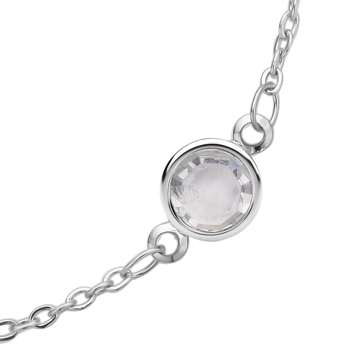 White Glass Bracelet in Stainless Steel (7.50-9.0In) , Tarnish-Free, Waterproof, Sweat Proof Jewelry image number 2