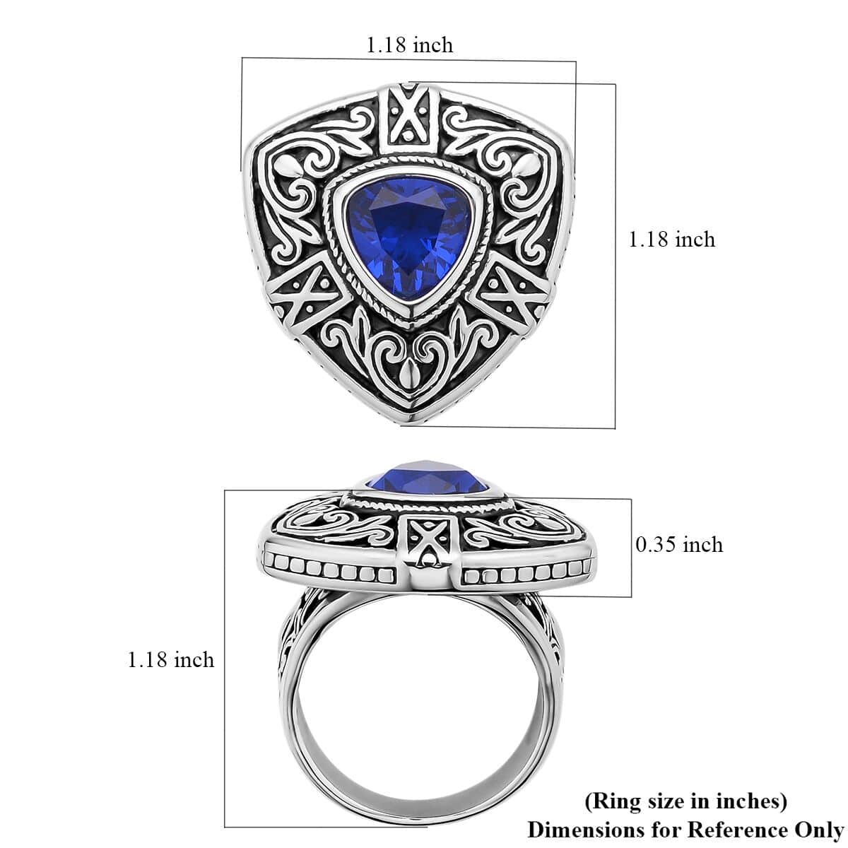Simulated Blue Diamond Filigree Ring in Black Oxidized Stainless Steel (Size 10.0) image number 5