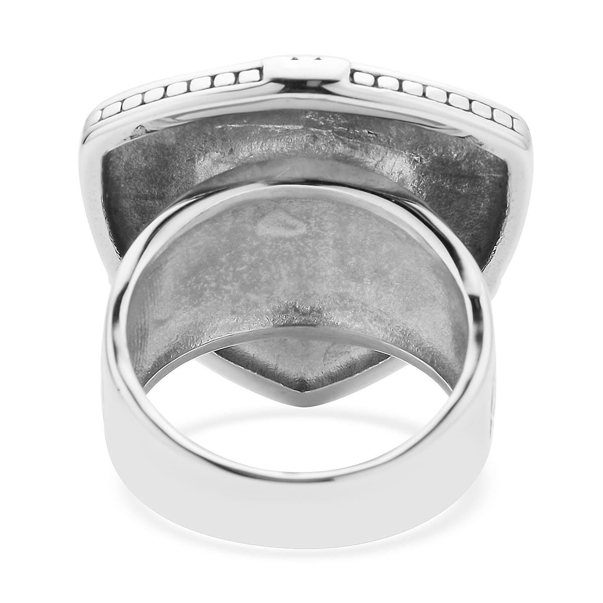 Simulated Ruby Color Diamond Filigree Ring in Black Oxidized Stainless Steel (Size 7.0) 15.00 ctw image number 4