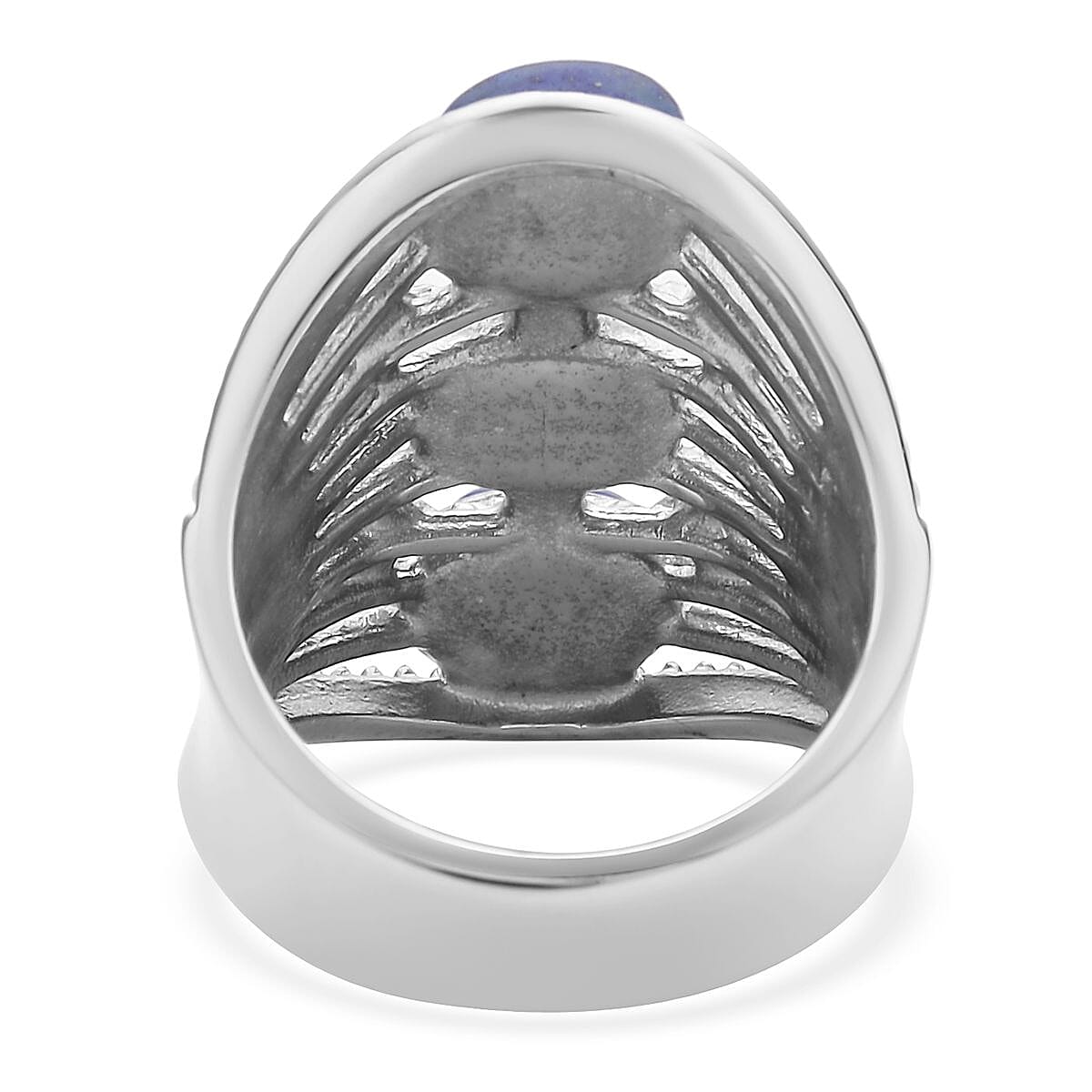 Lapis Lazuli and Blue Austrian Crystal Ring in Stainless Steel (Size 10.0) 30.00 ctw