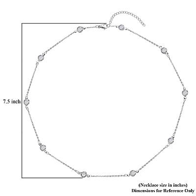 White Glass Station Necklace (20-22 Inches) in Stainless Steel , Tarnish-Free, Waterproof, Sweat Proof Jewelry
