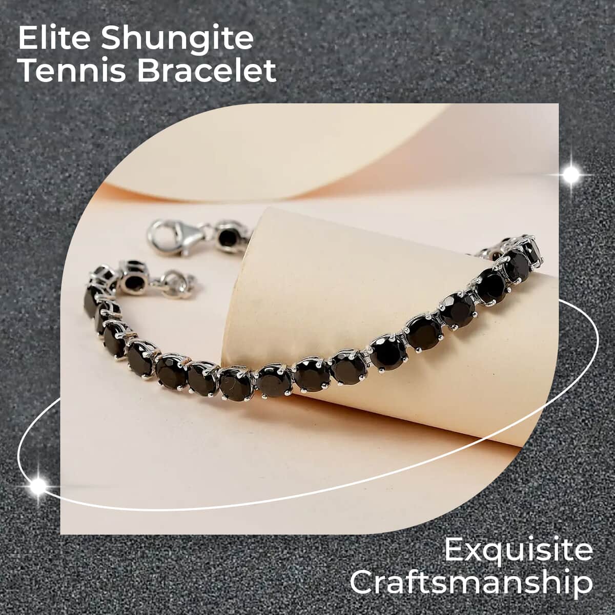 Elite Shungite Tennis Bracelet in Platinum Over Sterling Silver (6.50 In) 8.15 ctw image number 1