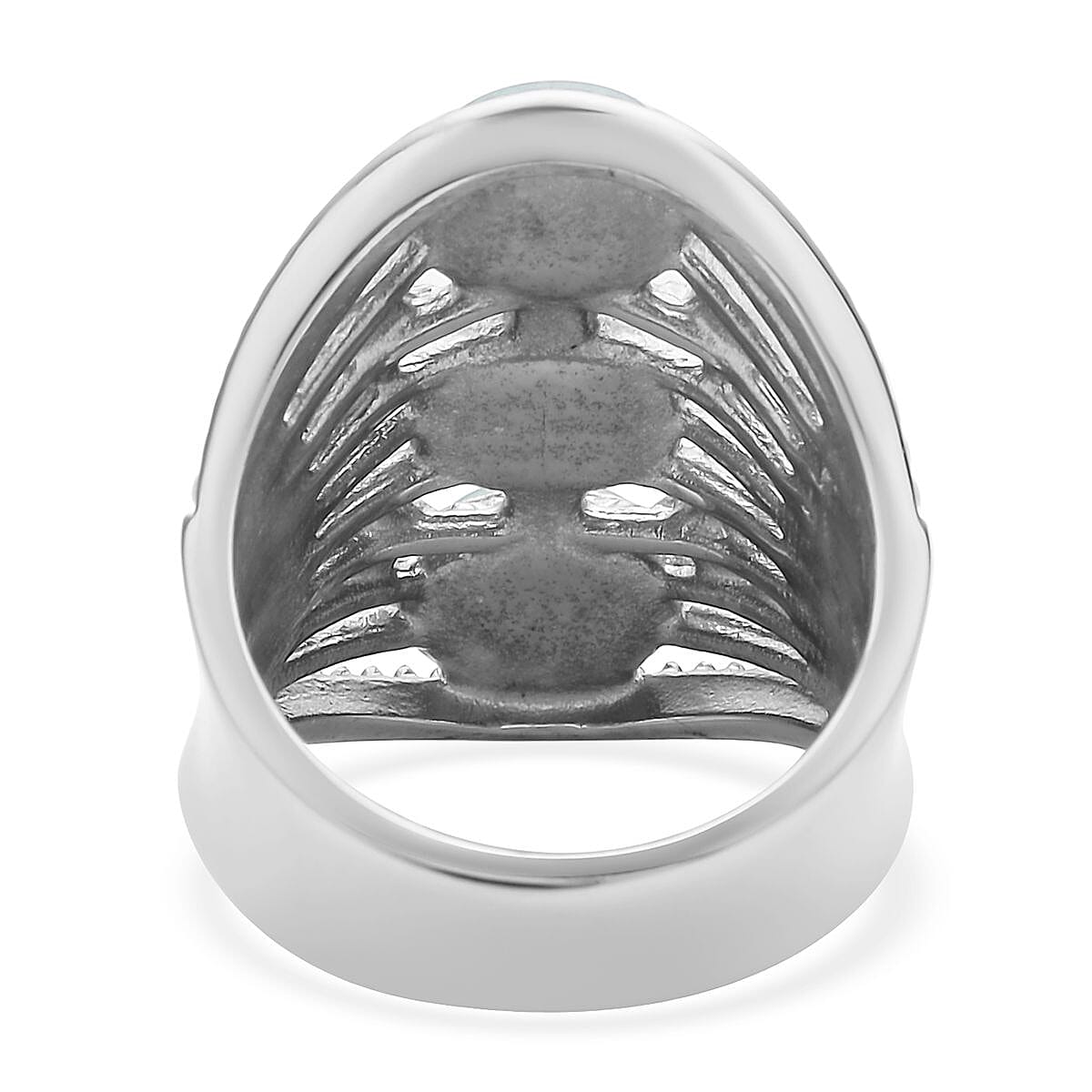 Green Aventurine and Neon Green Austrian Crystal Ring in Stainless Steel (Size 6.0) 30.00 ctw image number 4