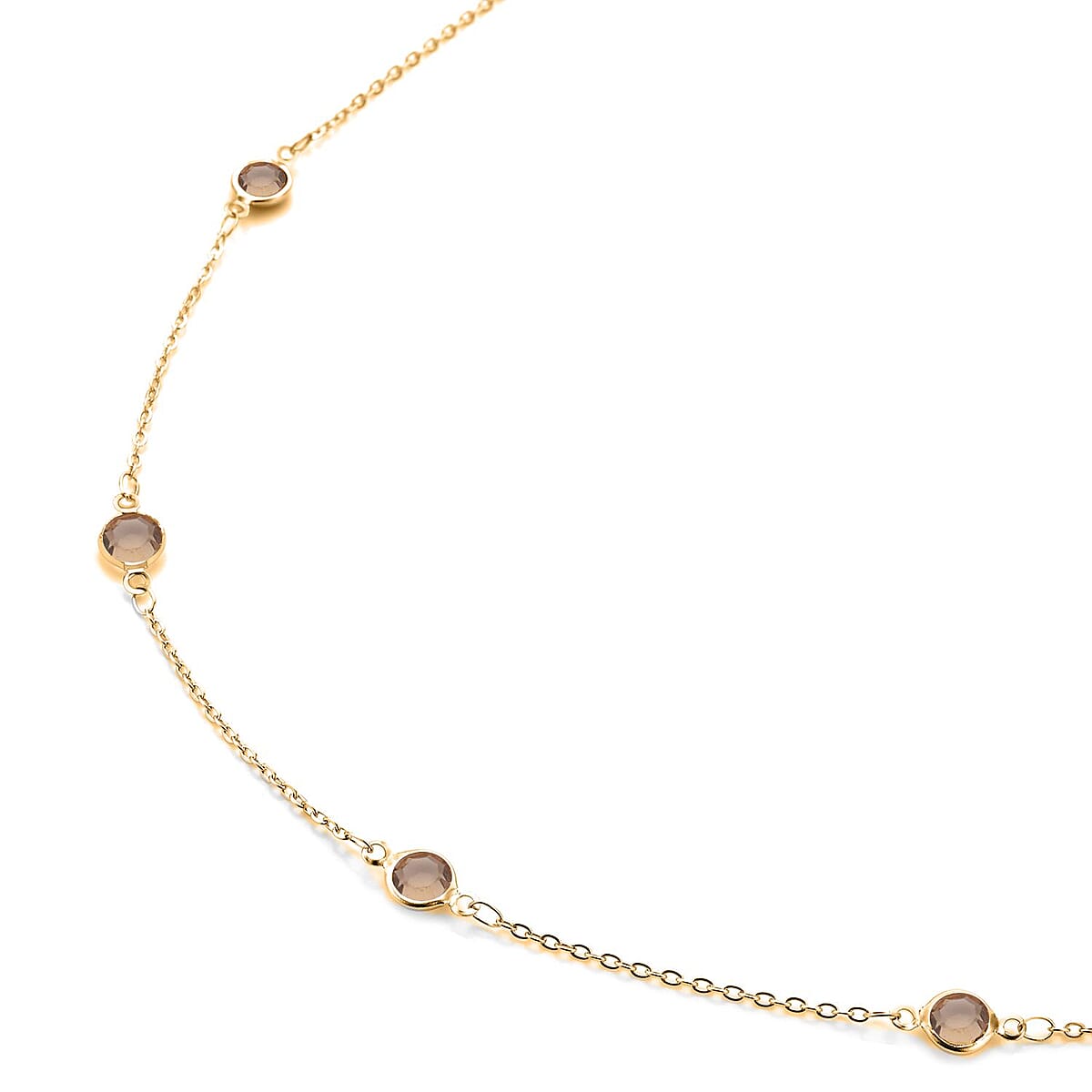 Yellow Glass Station Necklace (20-22 Inches) in ION Plated YG Stainless Steel , Tarnish-Free, Waterproof, Sweat Proof Jewelry image number 2