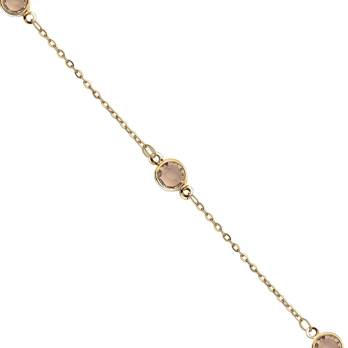 Yellow Glass Station Necklace (20-22 Inches) in ION Plated YG Stainless Steel , Tarnish-Free, Waterproof, Sweat Proof Jewelry image number 3