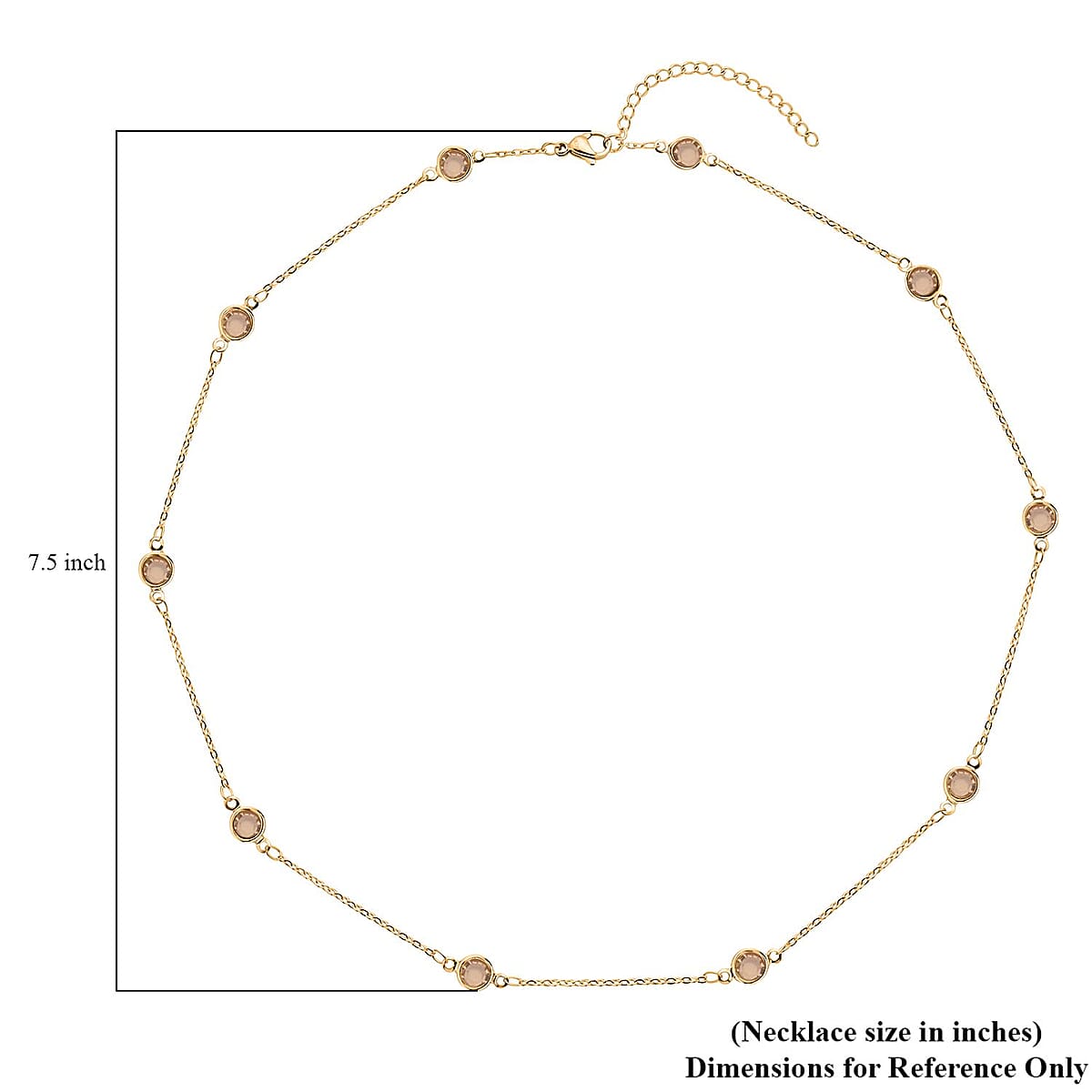 Yellow Glass Station Necklace (20-22 Inches) in ION Plated YG Stainless Steel , Tarnish-Free, Waterproof, Sweat Proof Jewelry image number 4