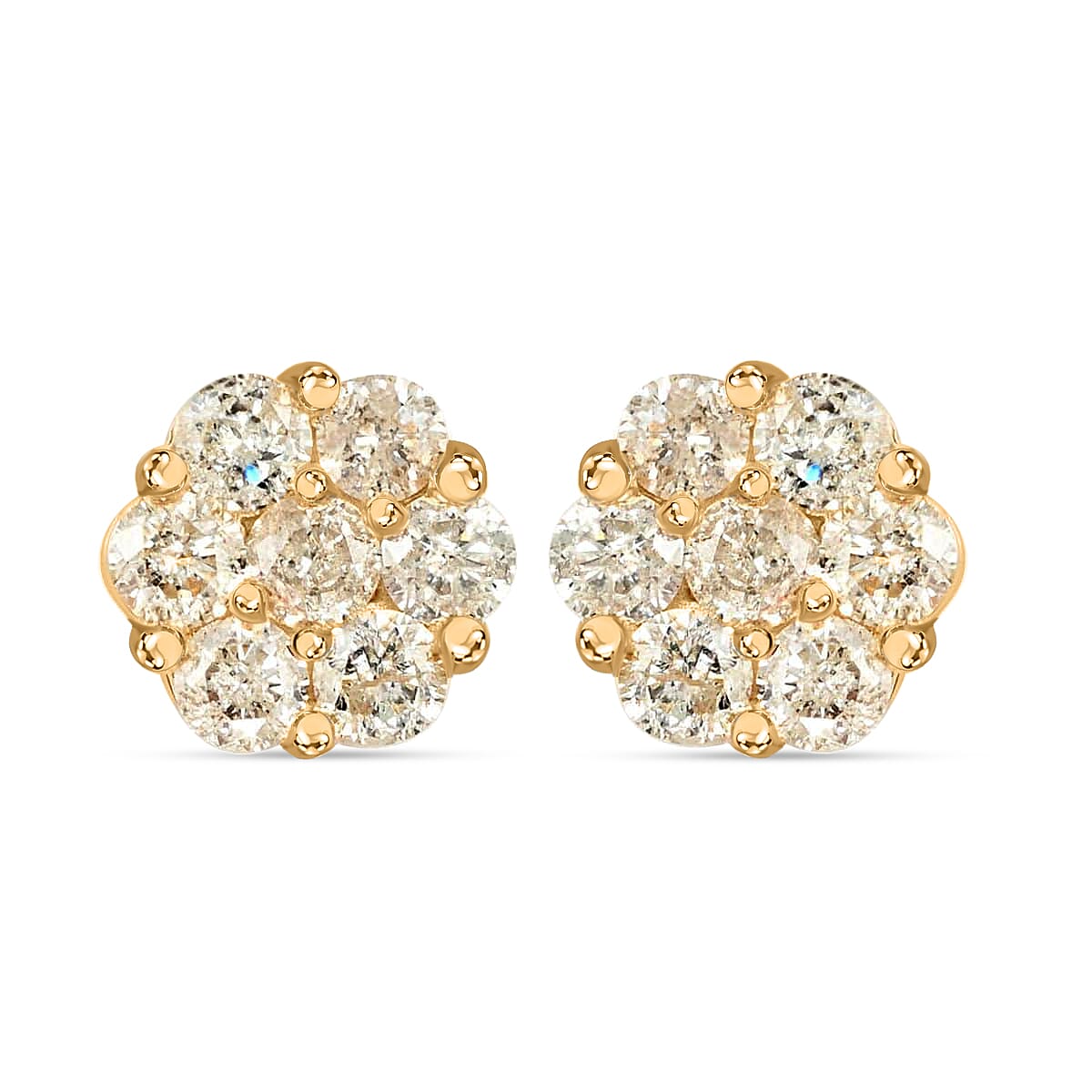 Buy 14K Yellow Gold Diamond Flower Stud Earrings ctw at