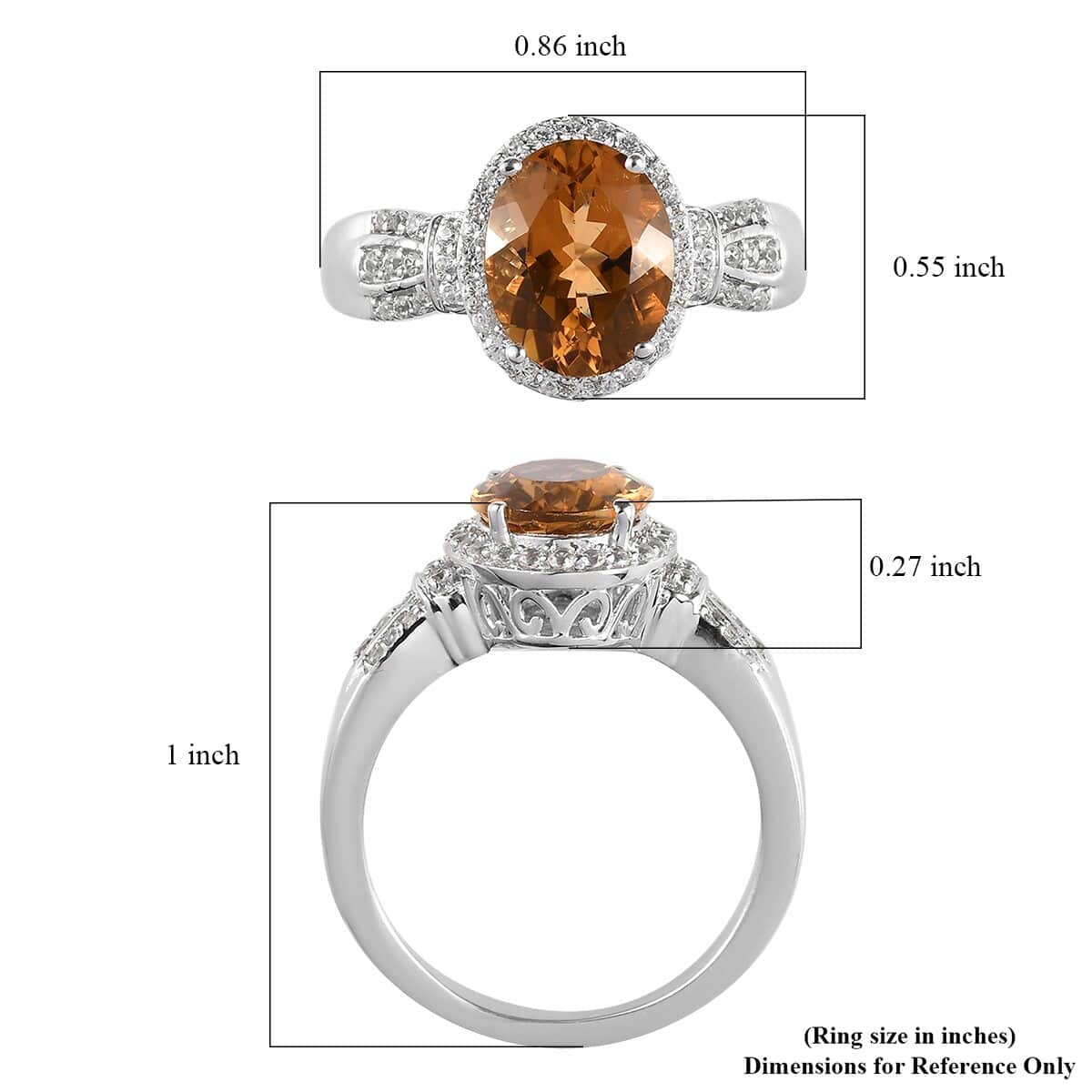Golden Scapolite and Natural White Zircon Halo Ring in Platinum Over Sterling Silver 2.75 ctw image number 5