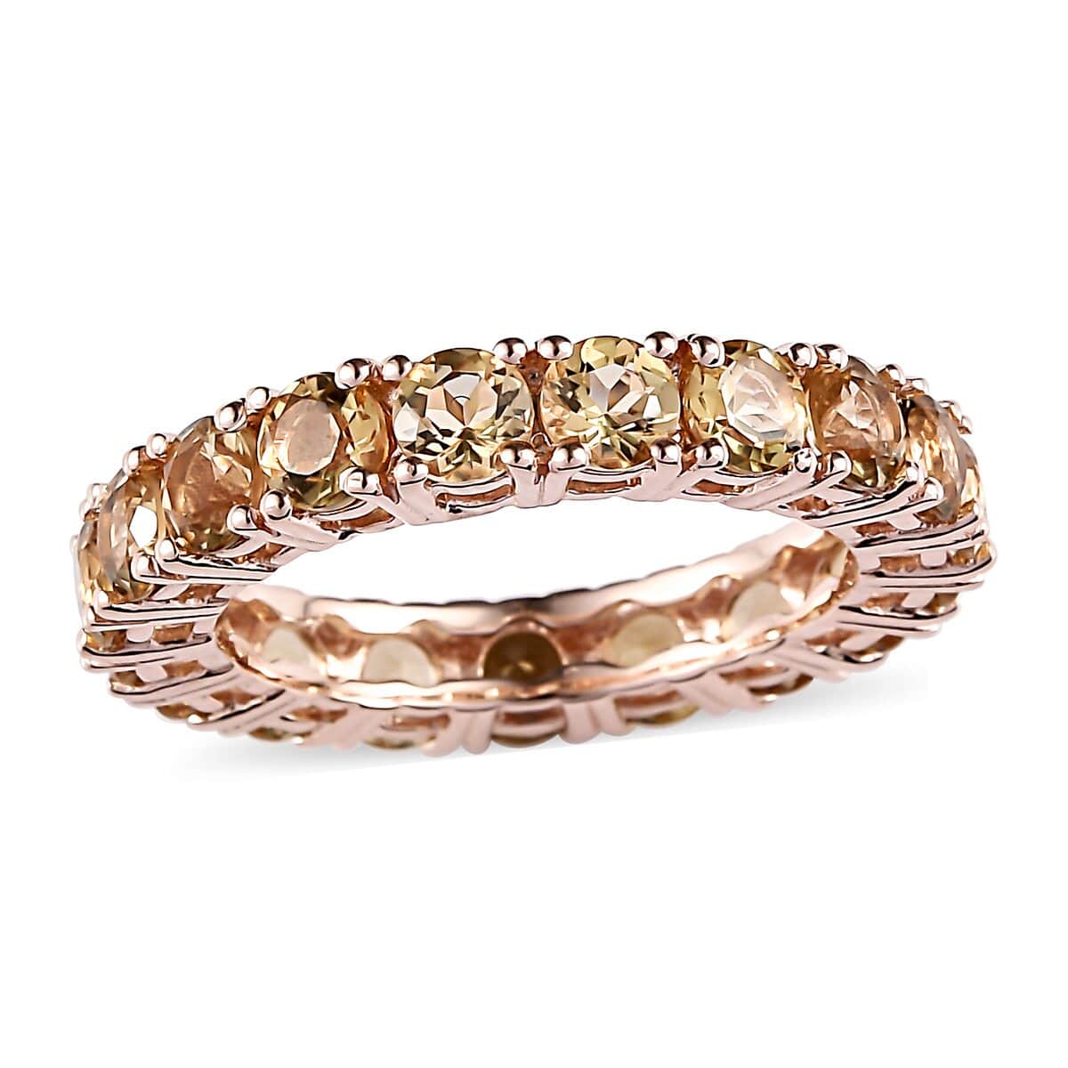 Golden Scapolite Eternity Band Ring in Vermeil Rose Gold Over Sterling Silver (Size 10.0) 4.15 ctw image number 0