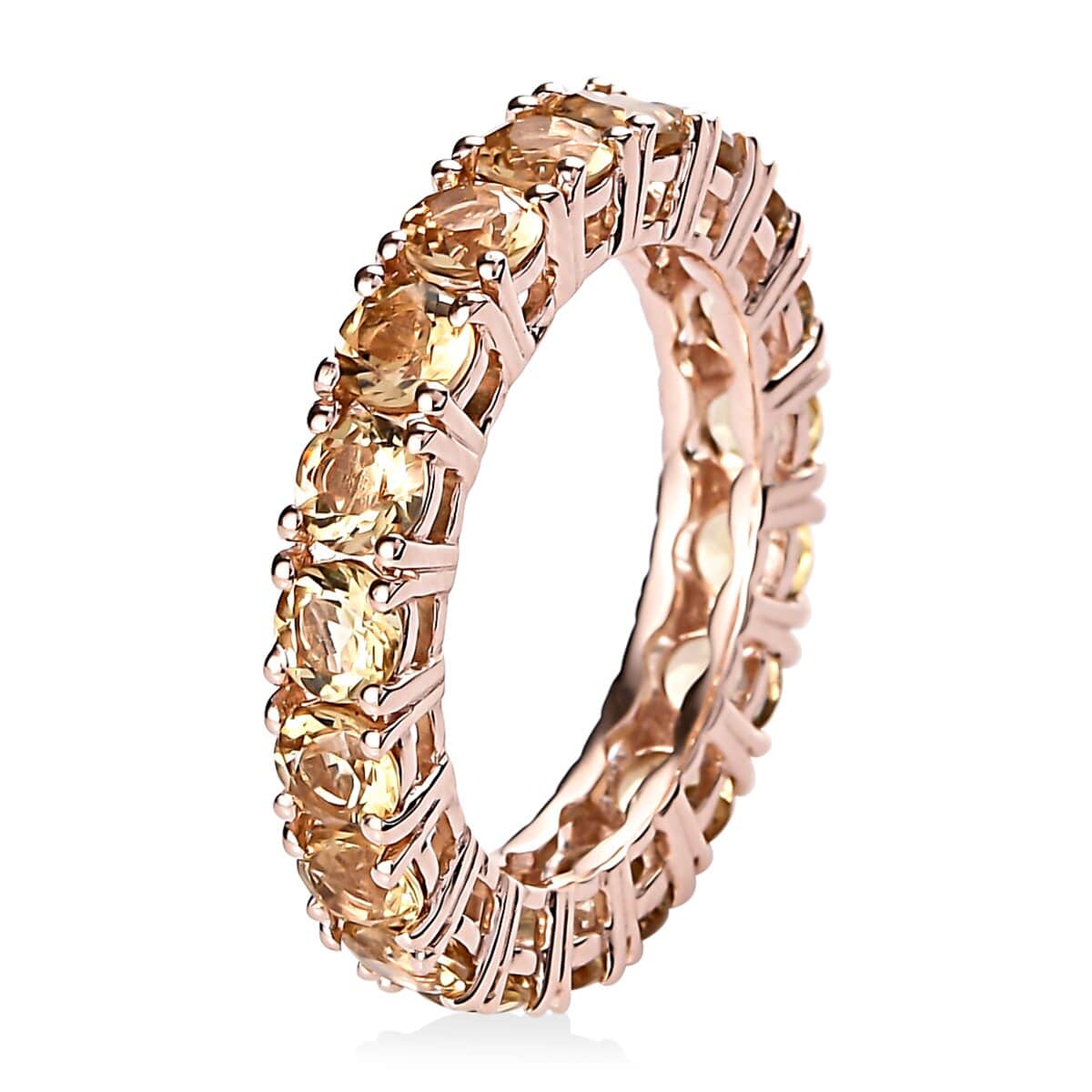 Golden Scapolite Eternity Band Ring in Vermeil Rose Gold Over Sterling Silver 4.15 ctw image number 3