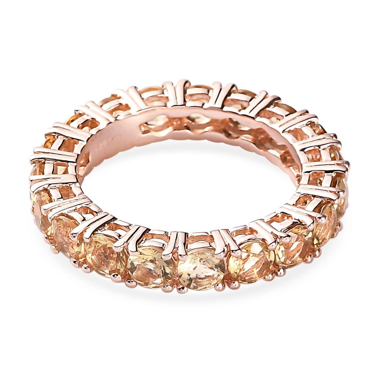 Golden Scapolite Eternity Band Ring in Vermeil Rose Gold Over Sterling Silver 4.15 ctw image number 4