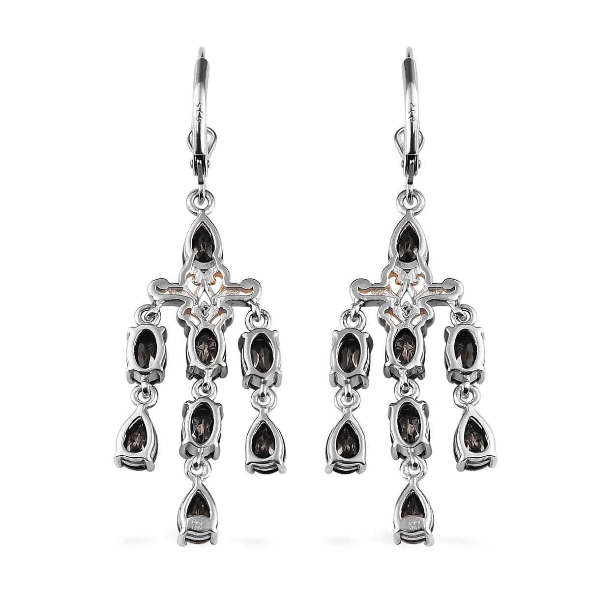 Elite Shungite Chandelier Earrings in Vermeil Yellow Gold and Platinum Over Sterling Silver 4.40 ctw image number 3