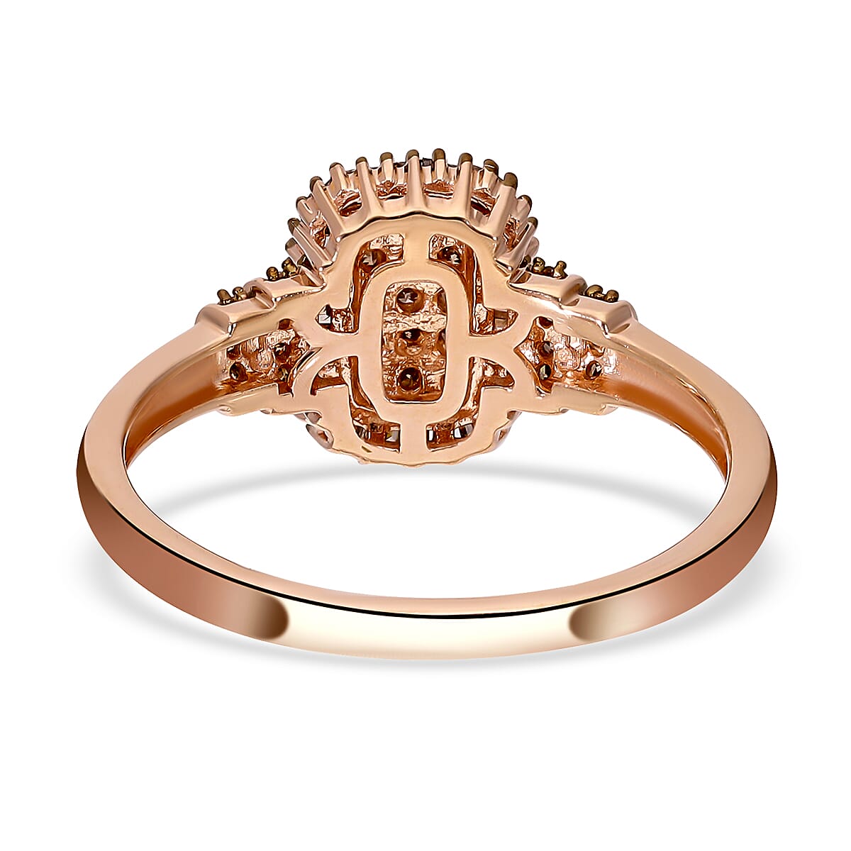 Natural Champagne Diamond 0.48 ctw Ring in 18K Vermeil Rose Gold Over Sterling Silver (Size 5.5)