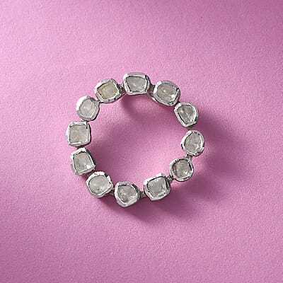 Polki Diamond Circle Pendant in Platinum Over Sterling Silver 0.50 ctw