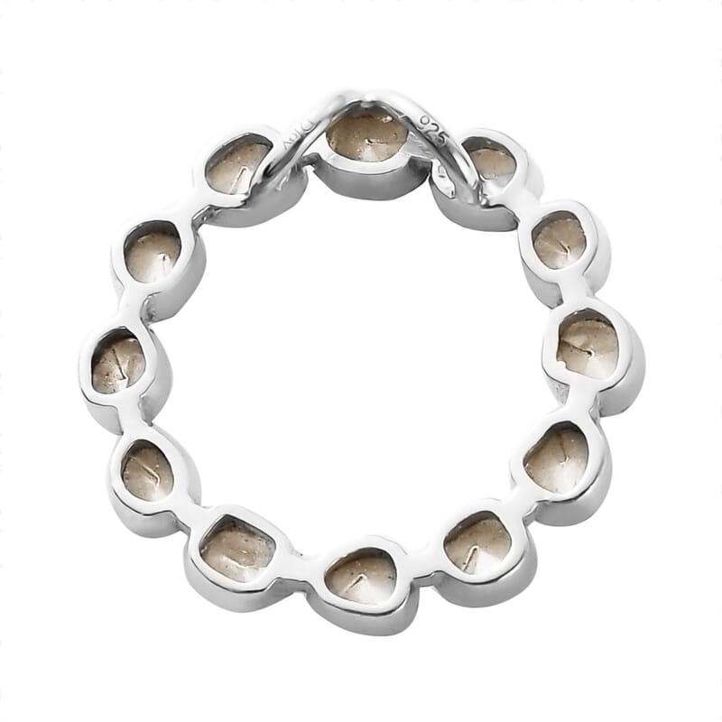 Polki Diamond Circle Pendant in Platinum Over Sterling Silver 0.50 ctw