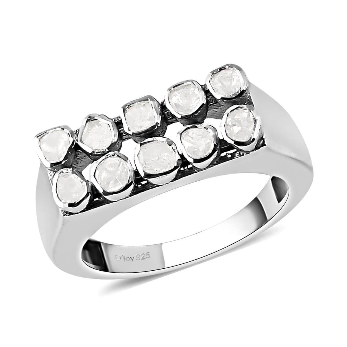 Polki Diamond Men's Ring in Platinum Over Sterling Silver (Size 10.0) 1.00 ctw image number 0