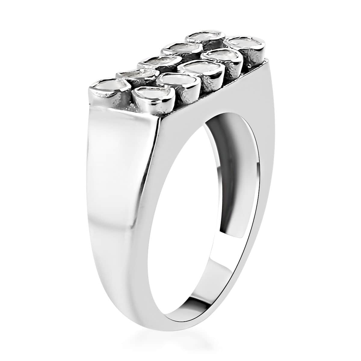 Polki Diamond Men's Ring in Platinum Over Sterling Silver (Size 10.0) 1.00 ctw image number 3