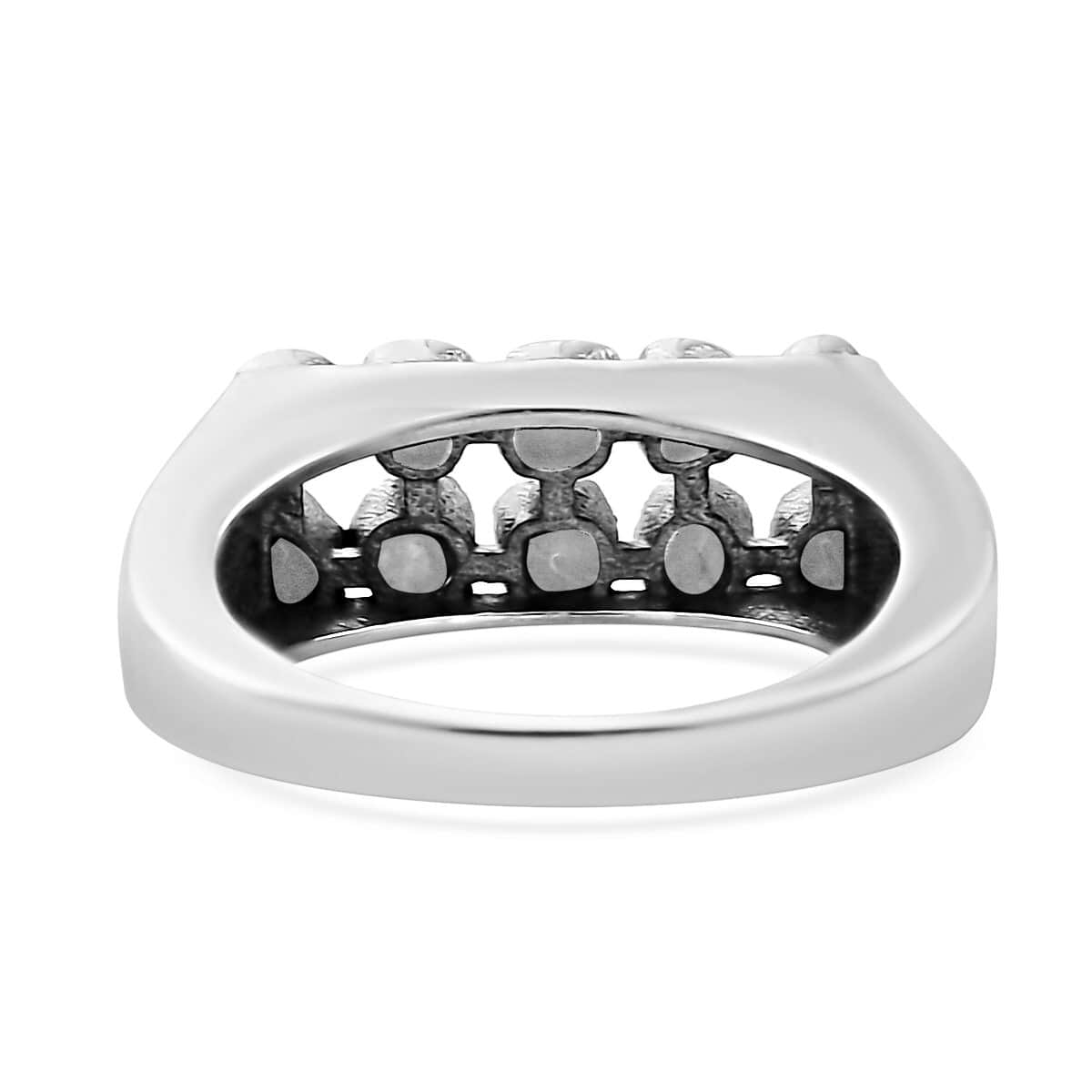 Polki Diamond Men's Ring in Platinum Over Sterling Silver (Size 10.0) 1.00 ctw image number 4